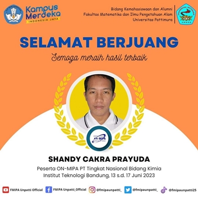 Selamat Berjuang Shandy ! Mahasiswa Program Studi Kimia Peserta ON MIPA PT 2023