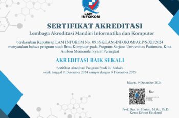 Selamat dan Sukses “AKREDITASI BAIK SEKALI” Program Studi Ilmu Komputer